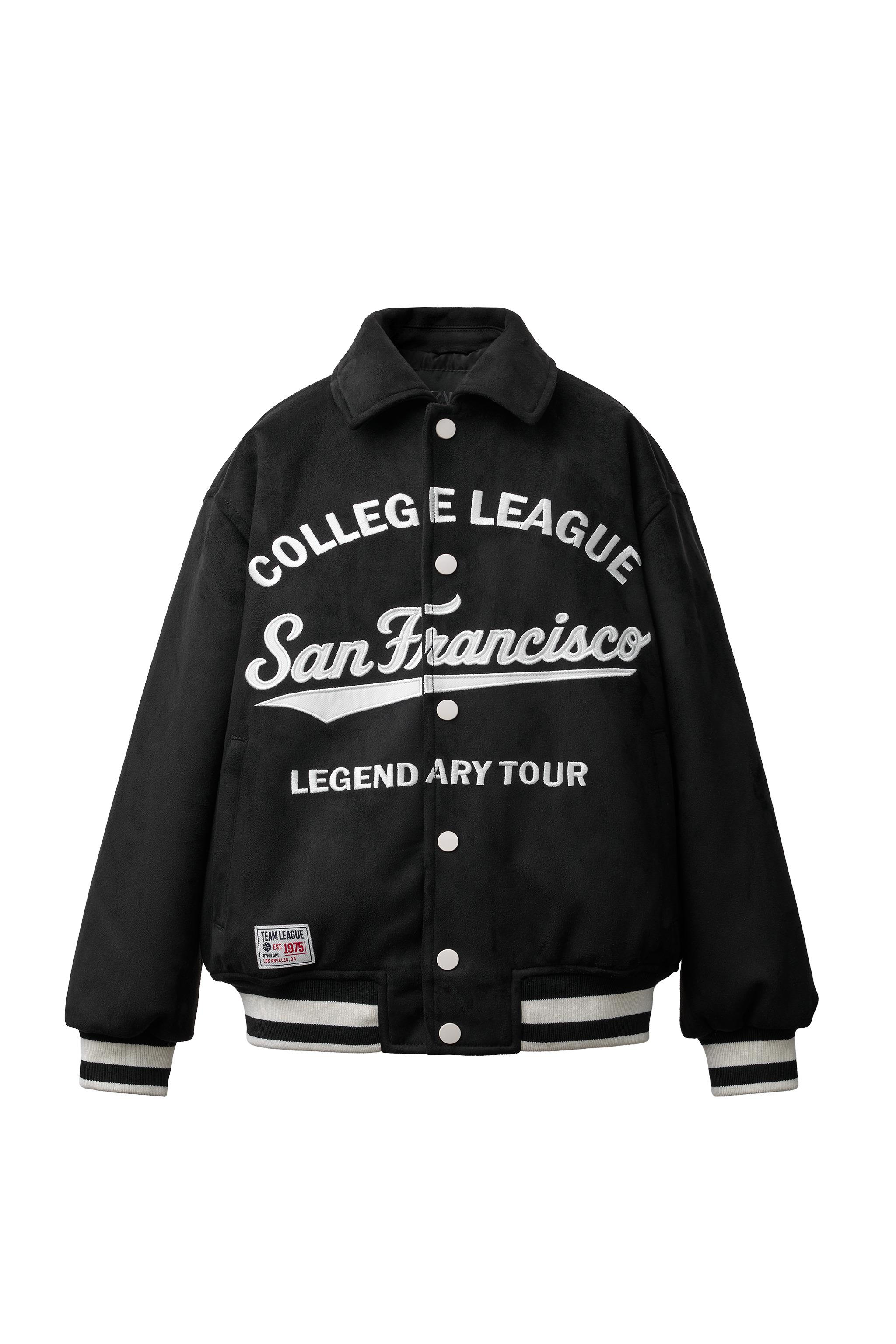 EMBROIDERED TEXT FAUX SUEDE BOMBER JACKET - Black | ZARA United States