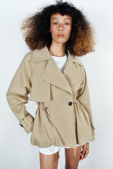 DOUBLE-BREASTED TRENCH JACKET WITH DRAWSTRINGS - Ecru / Beige by Zara