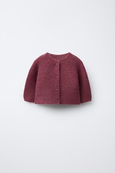 Zara CHUNKY KNIT CARDIGAN - Raspberry