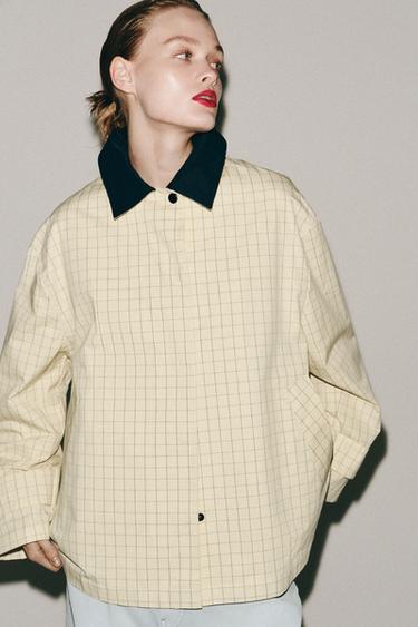VESTE À CARREAUX COL CONTRASTE ZW COLLECTION - Bis de Zara