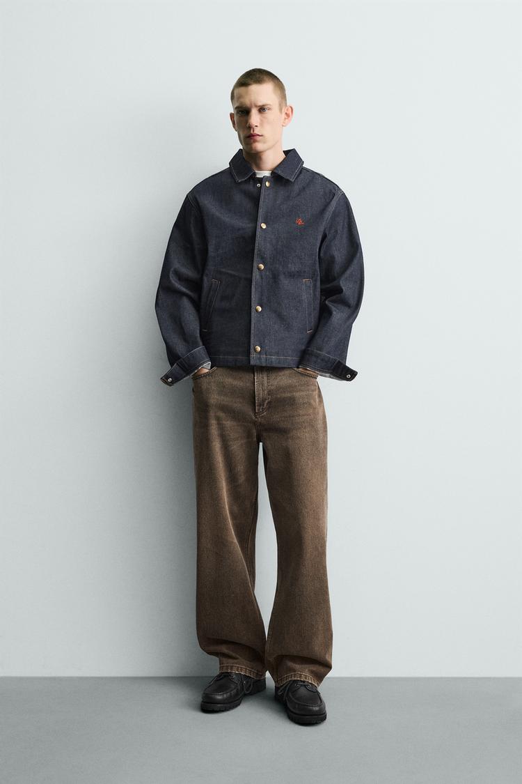 ZARA RELAXED FIT WAXED-EFFECT JEANS