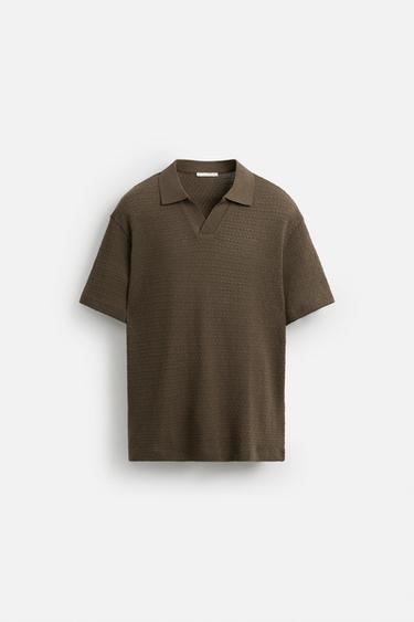 POLO JACQUARD GEOMÉTRICO - Marrón de Zara