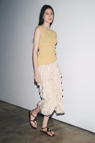Zara 紋理垂墜上衣 - 黃色