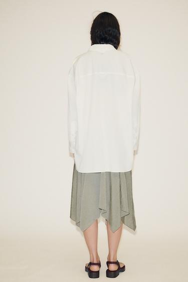 CHEMISE EN POPELINE - Écru de Zara - Image 4