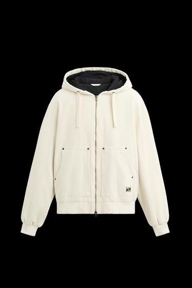 Zara CORDUROY PADDED JACKET - Ecru - Image 0