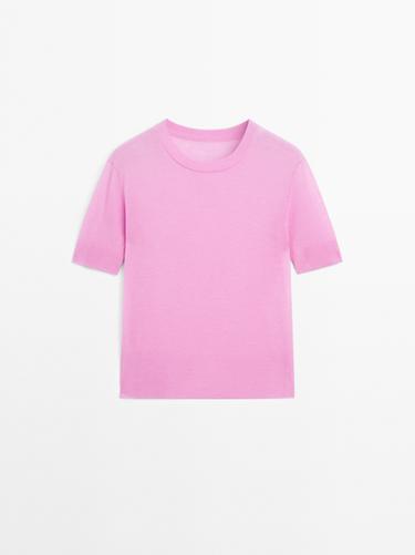 Zara Short sleeve knit sweater - STUDIO - Dark burgundy