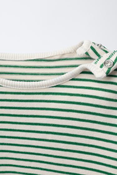 STRIPED T-SHIRT - Green by Zara - Image 2