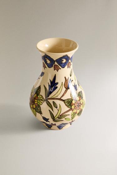 VASE CÉRAMIQUE FLEURS - Bleu / Vert de Zara - Image 1