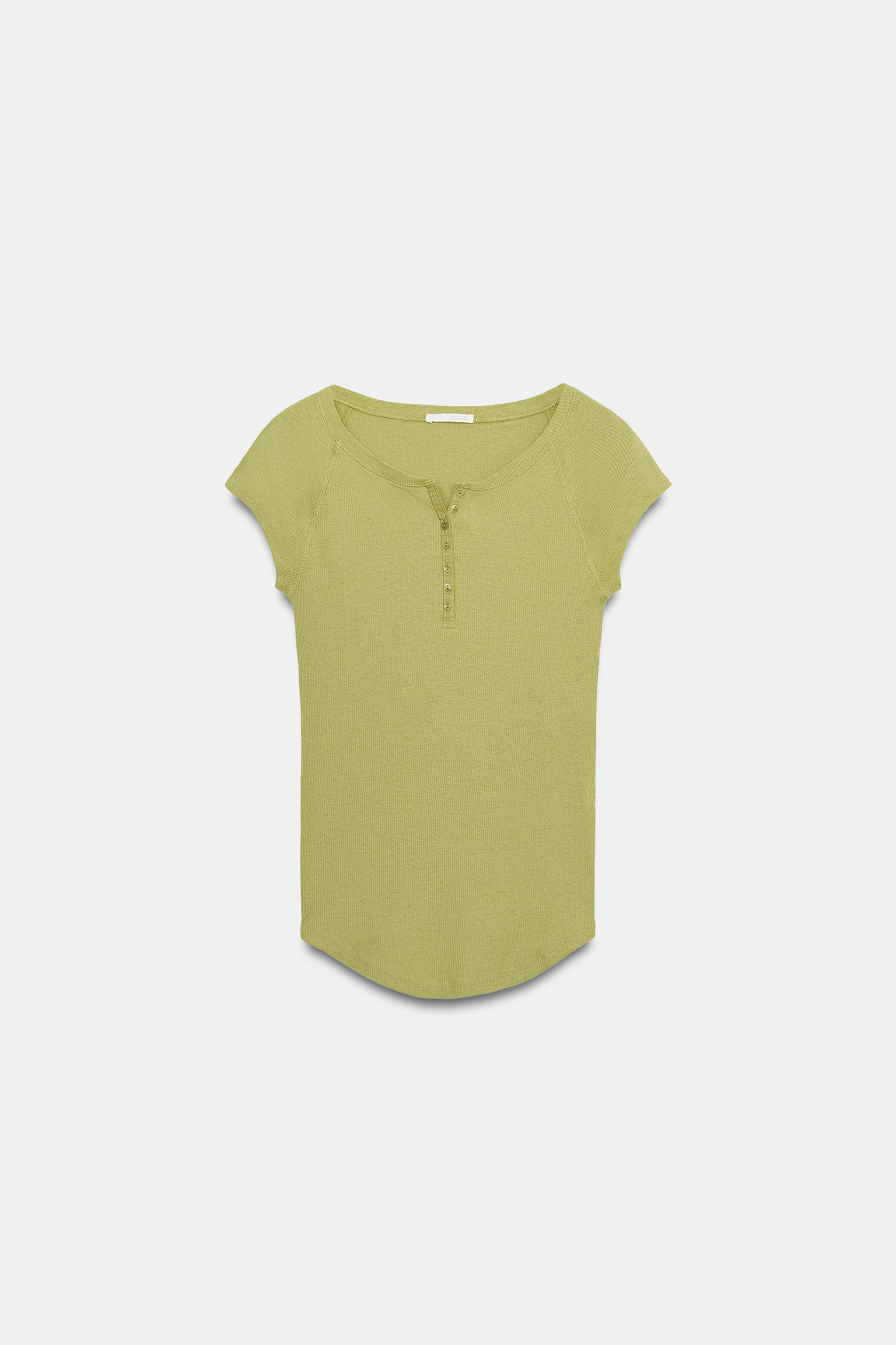LINEN BLEND BUTTON-UP T-SHIRT - thumbnail 4