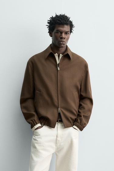 CAZADORA REGULAR FIT 100% LANA - Marrón de Zara
