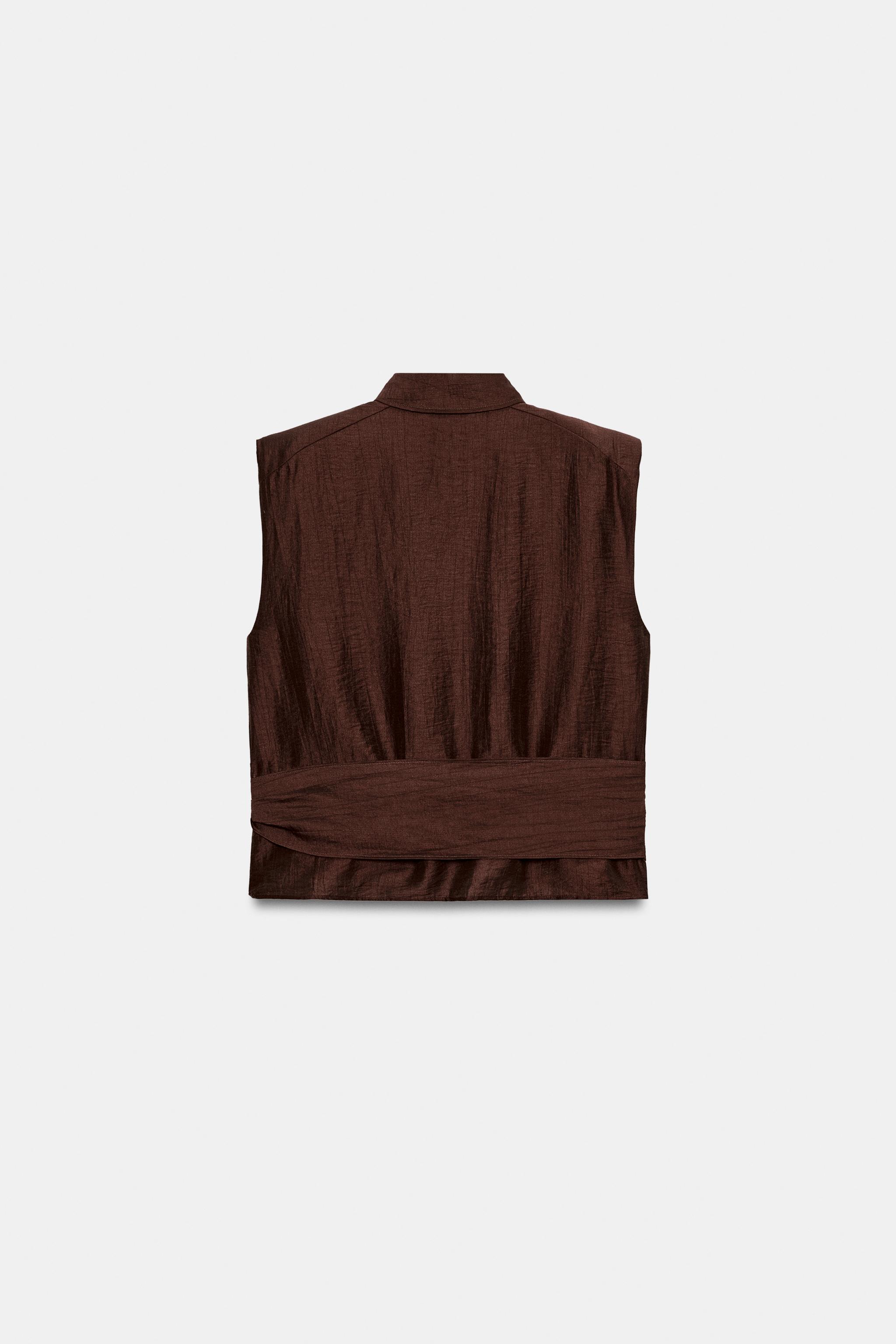 TOP À ÉPAULETTES EN LIN AVEC CEINTURE