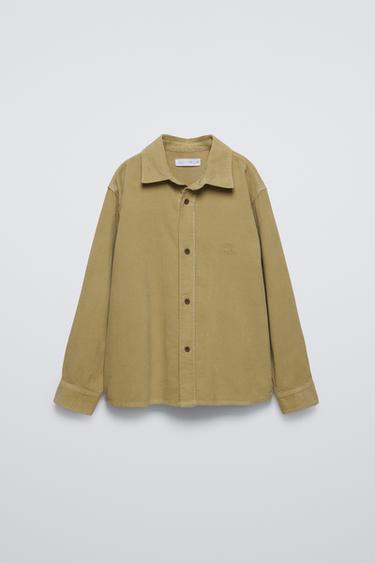 Zara FINE-WALED CORDUROY SHIRT - Light khaki