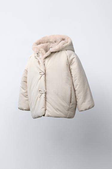 WATER-REPELLENT QUILTED COAT WITH TIES - Ecru by Zara - Image 1