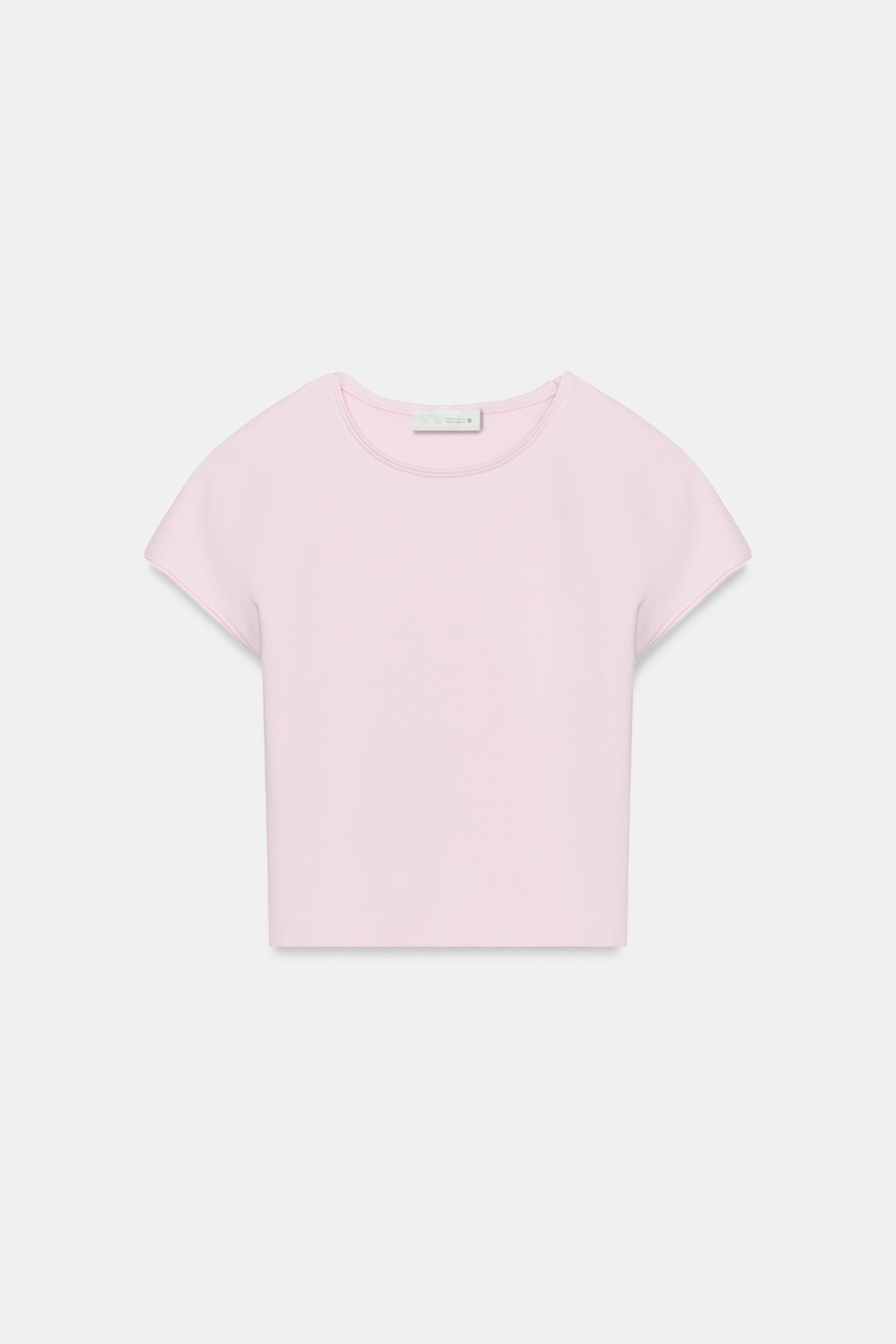 PUANTİYELİ KISA KOLLU CROP T-SHIRT - Görsel 2