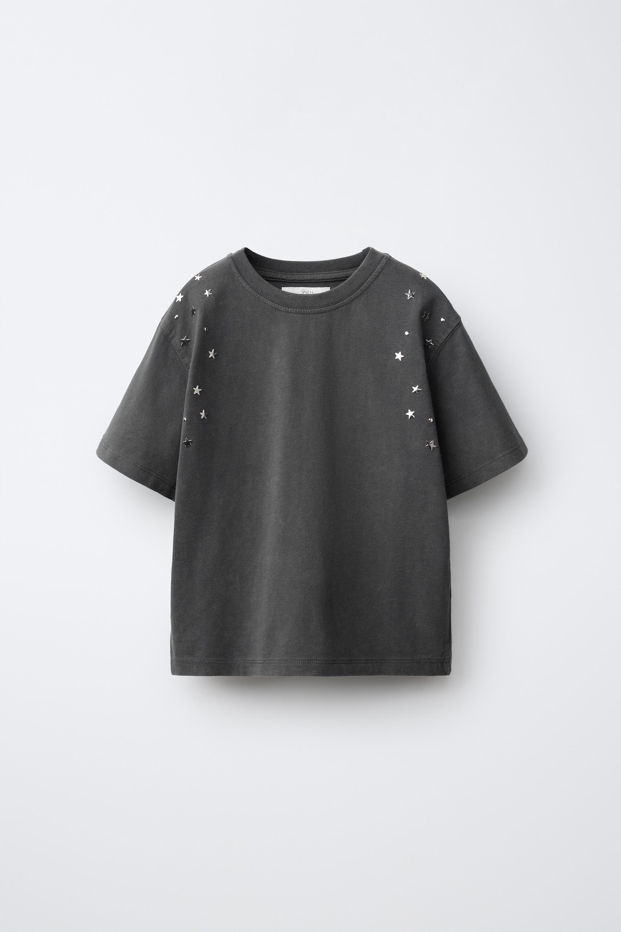 STUDDED T-SHIRT — Anthracite grey