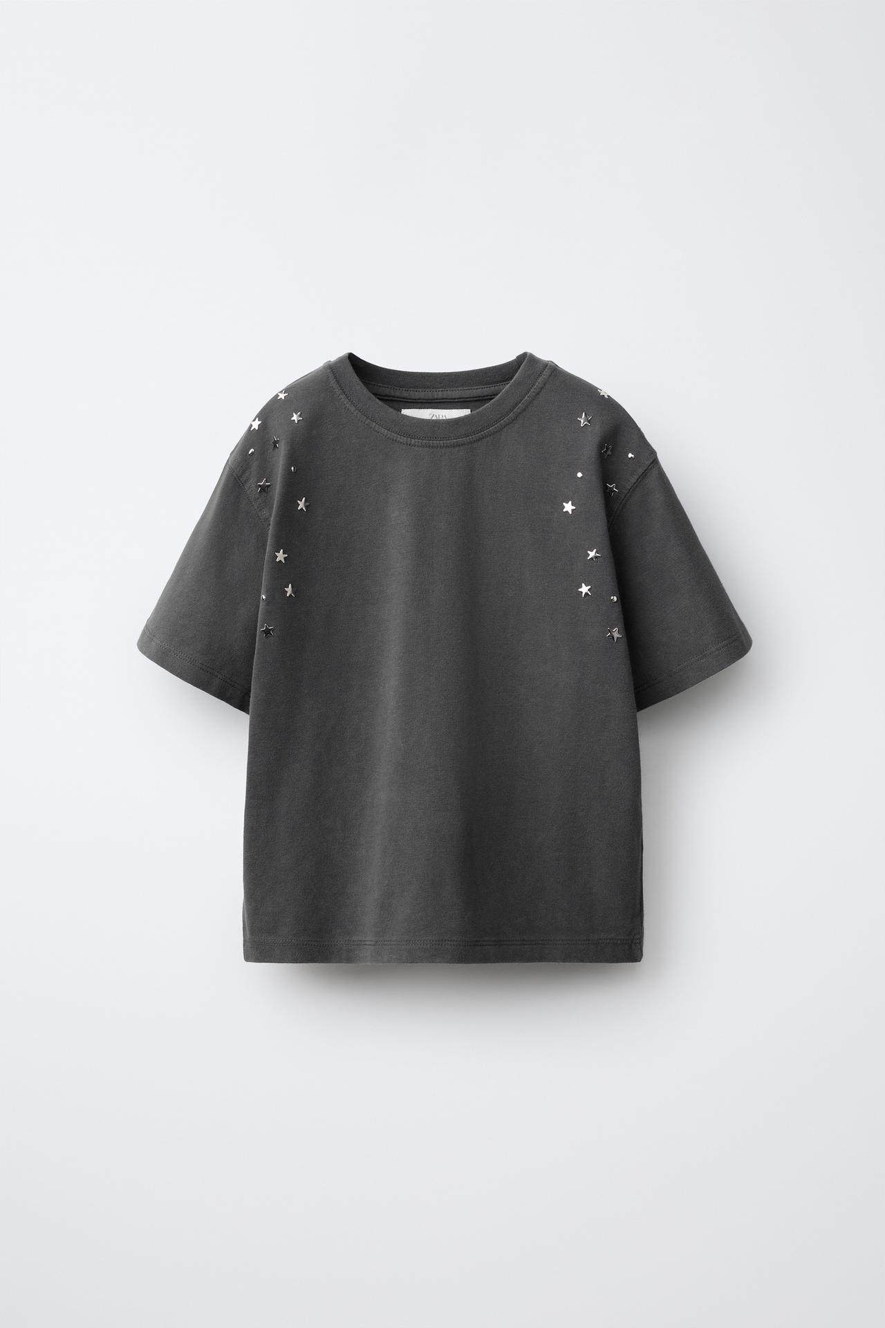 STUDDED T-SHIRT — Anthracite grey