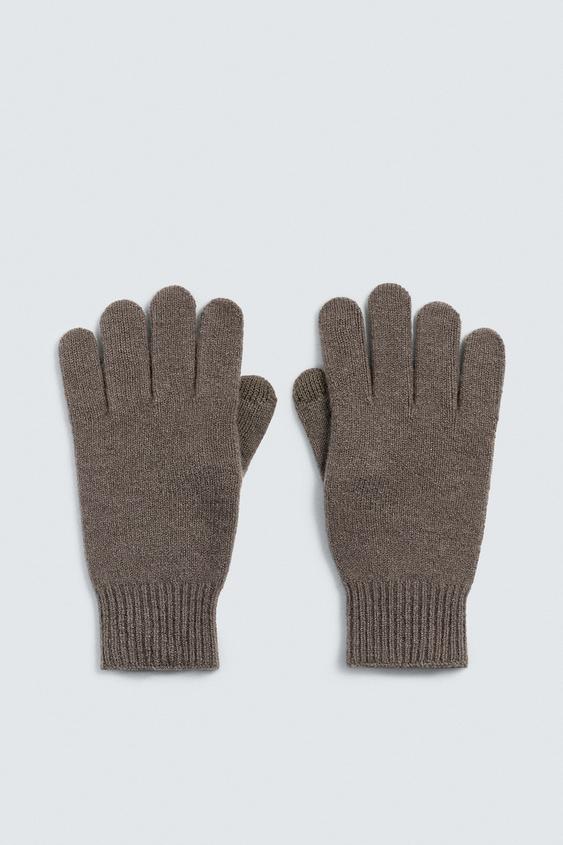 KNIT WOOL BLEND GLOVES