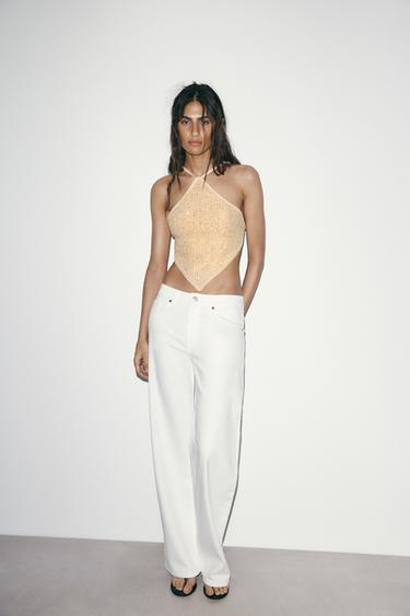 JEANS TRF RECTOS TIRO MEDIO - Blanco de Zara