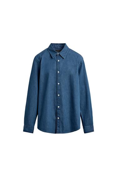 قميص RELAXED FIT DENIM - أزرق وسط الخاص بـ Zara