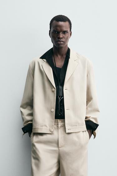 Zara 寬鬆版型襯衫式外套 - 米色