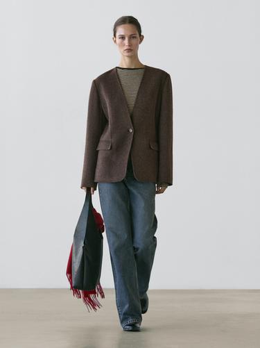 Zara Wool blend blazer - Brown - Image 0