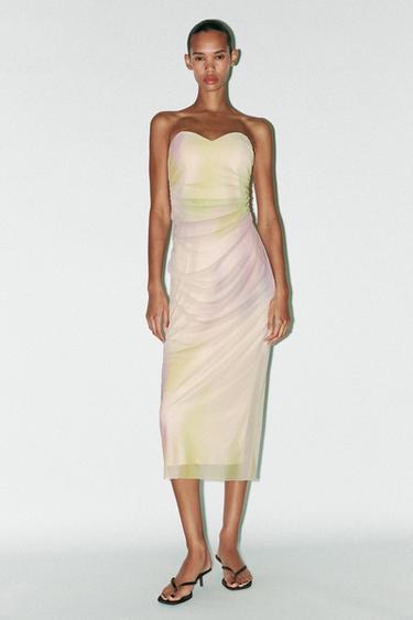 ROBE BUSTIER EN TULLE IMPRIMÉ - Multicolore de Zara