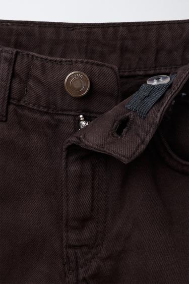 PANTALON DENIM STRAIGHT ONDULINA - Chocolat de Zara - Image 2
