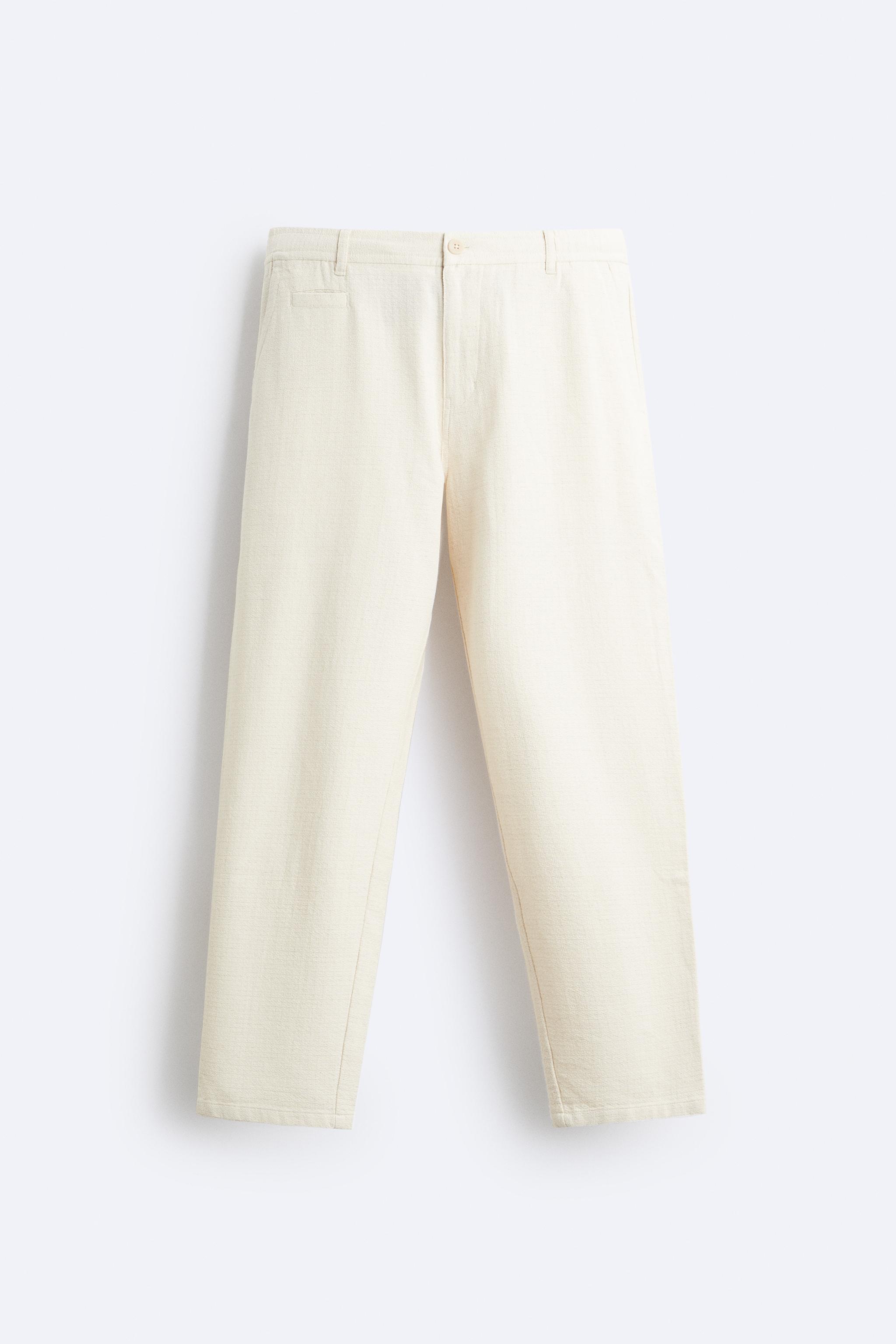 TEXTURED JOGGER WAIST PANTS - Oyster-white