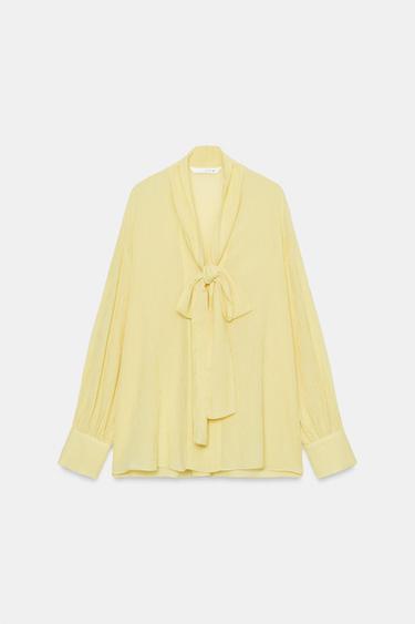 ZW COLLECTION STRIPED BOW SHIRT - Yellow by Zara - Image 8