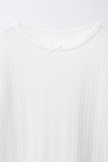 6-14 ANS/ LOT DE DEUX T-SHIRTS EN MAILLE POINTELLE - Blanc cassé de Zara - Image 3