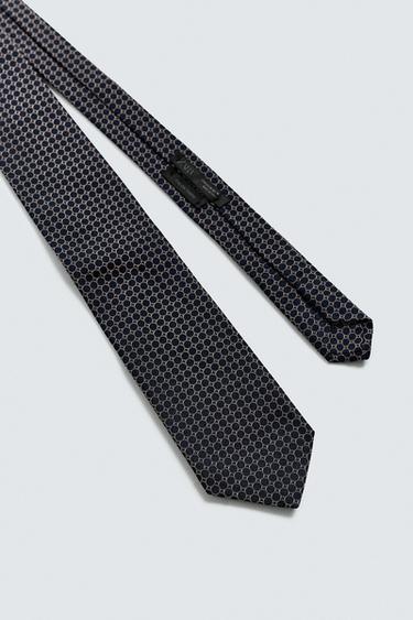 CRAVATE JACQUARD 100 % SOIE - Bleu marine de Zara - Image 4