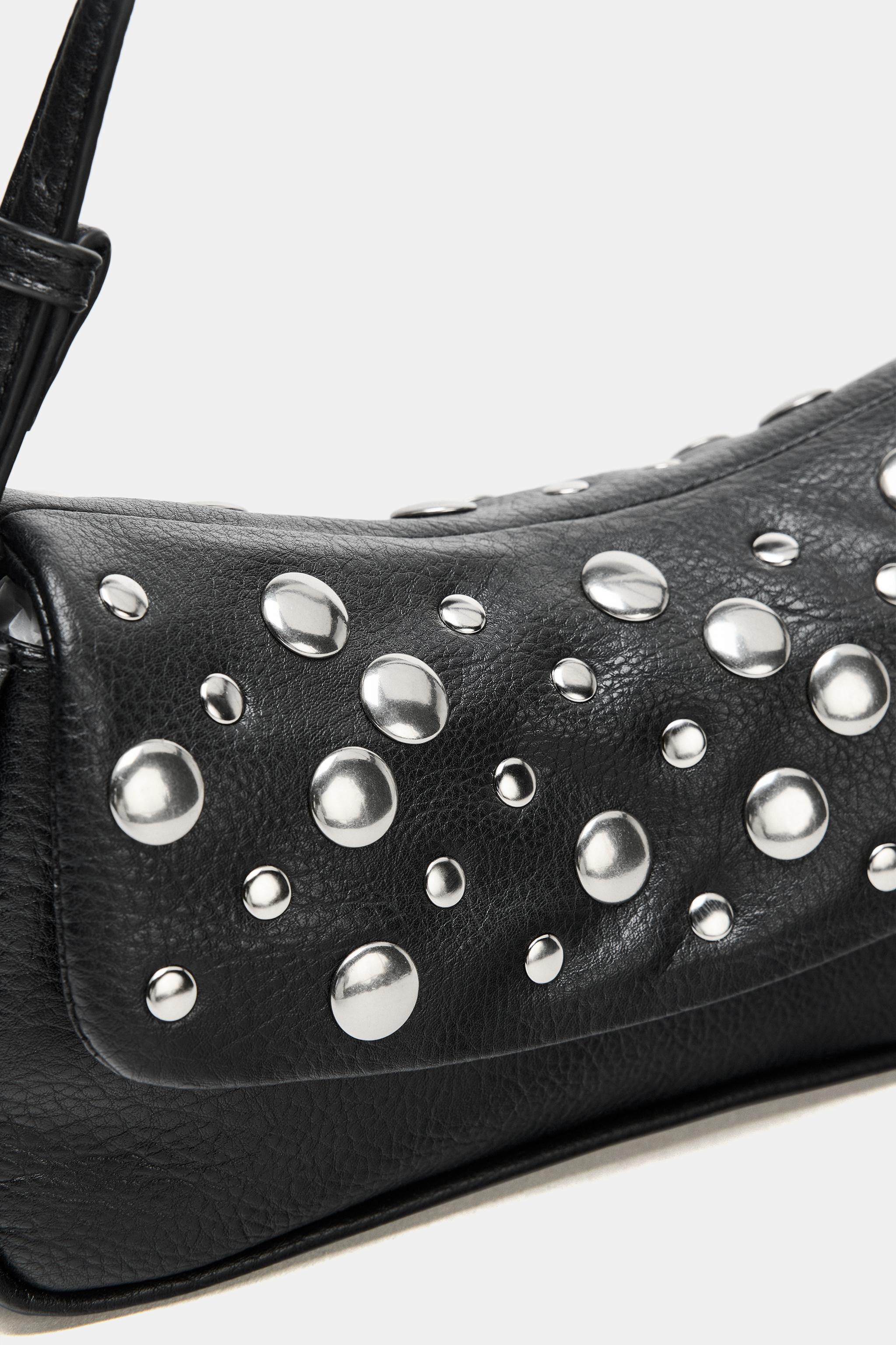 STUDDED FLAP SHOULDER BAG - Black | ZARA South Africa STUDDED FLAP SHOULDER BAG - Black | ZARA South Africa