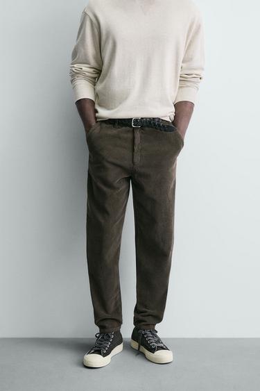 CARROT FIT CORDUROY TROUSERS - Brown by Zara