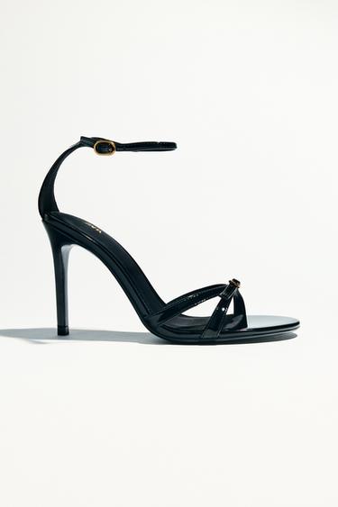 Zara HIGH HEELED BUCKLE SANDALS - Black