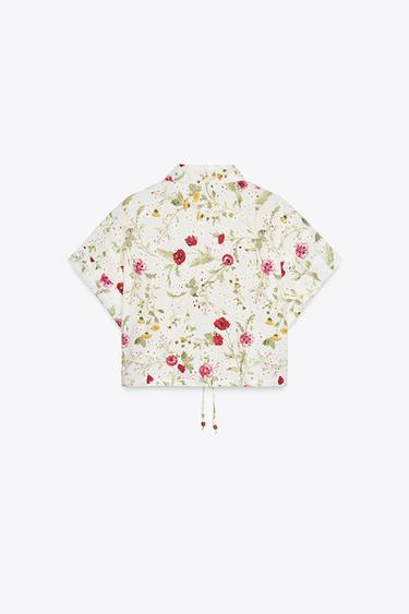 FLORAL PRINT SHIRT WITH CUTWORK EMBROIDERY - Ecru / Red by Zara - Image 5