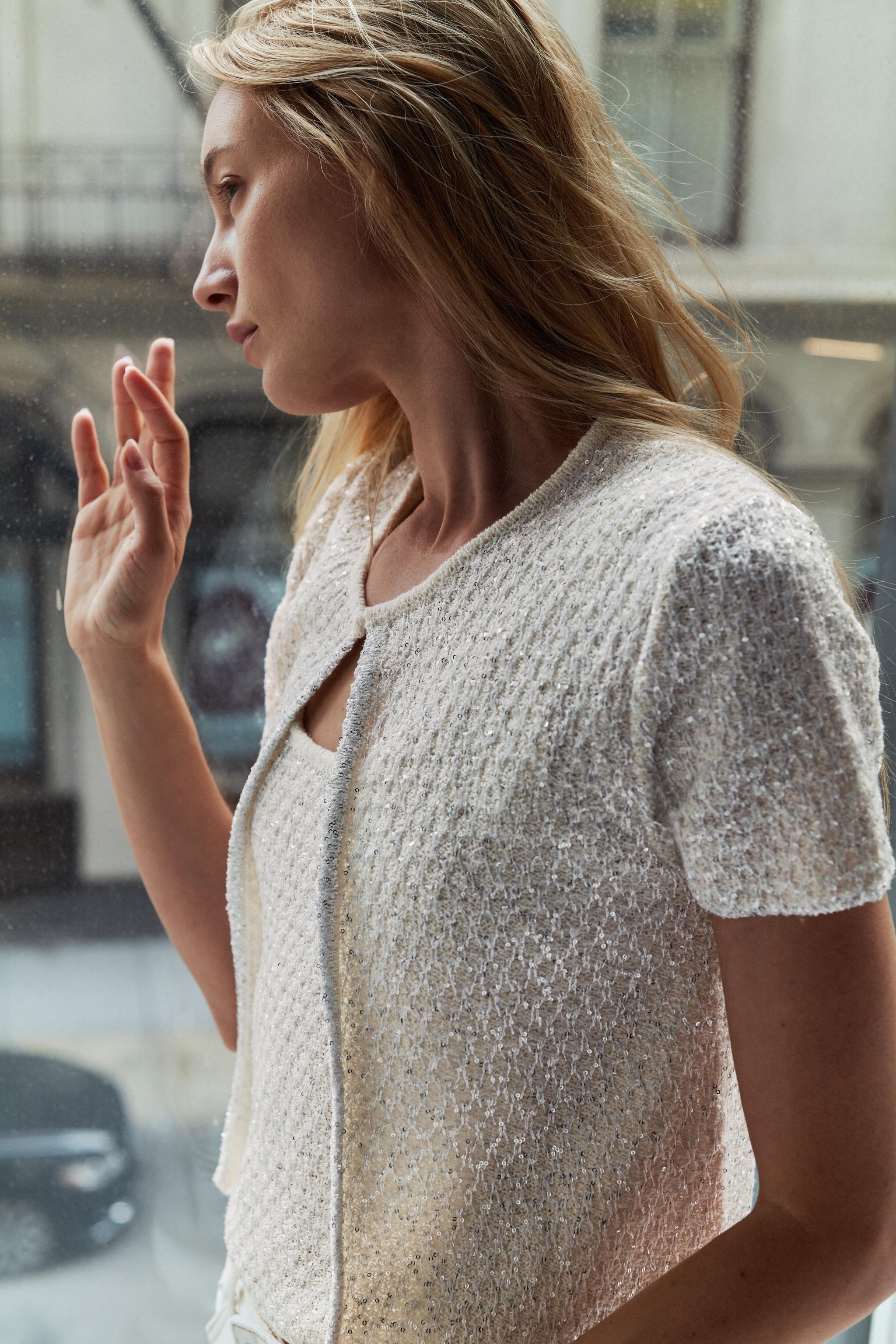 SEQUIN AND METALLIC THREAD CARDIGAN