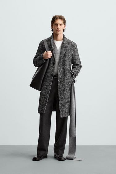 TEXTURED BUTTONED COAT - Black by Zara - Image 0