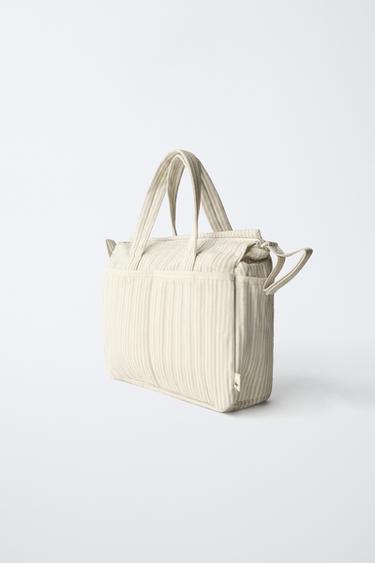 SAC DE MATERNITÉ À RAYURES - Marron camel de Zara - Image 1