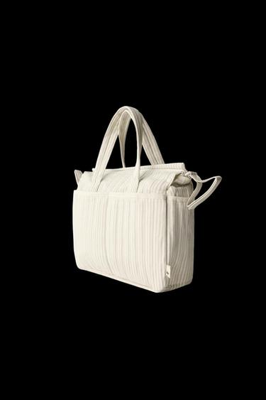 Zara STRIPED MATERNITY BAG - Camel Brown - Image 0