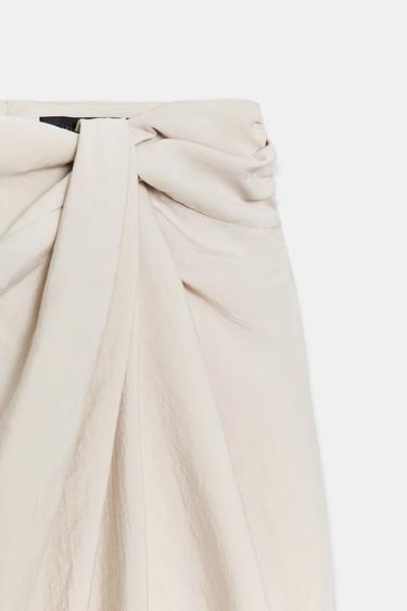 GATHERED SARONG MIDI SKIRT - Light beige by Zara - Image 8