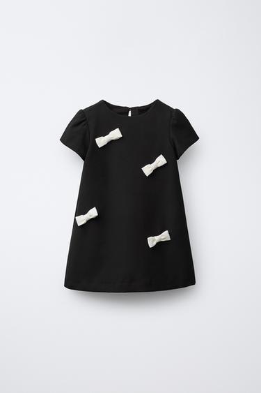DRESS WITH CONTRAST BOWS - Black by Zara