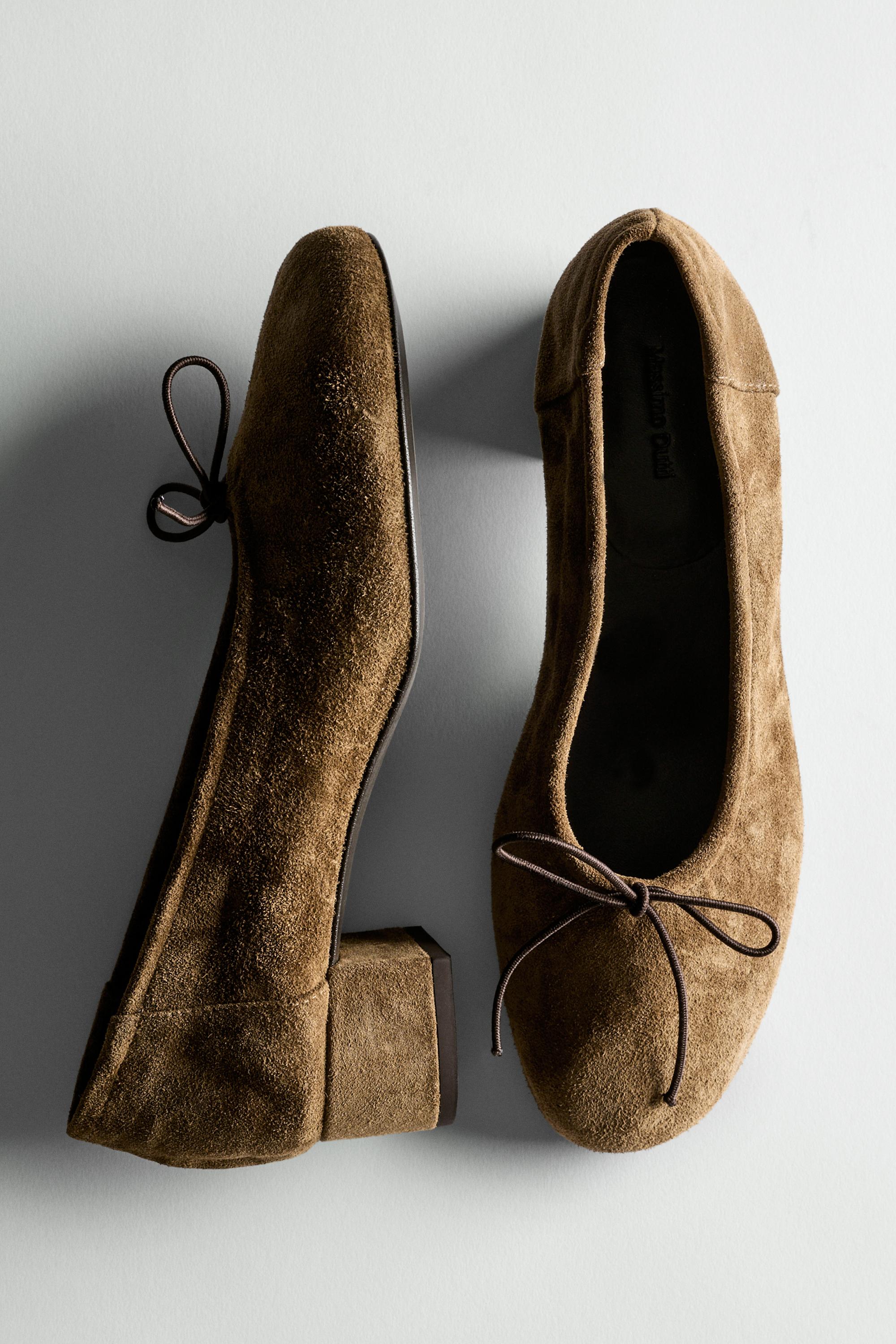 High-heel ballerinas — taupe brown