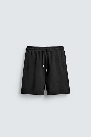 INTERLOCK RELAXED FIT JOGGER BERMUDA SHORTS - Black by Zara