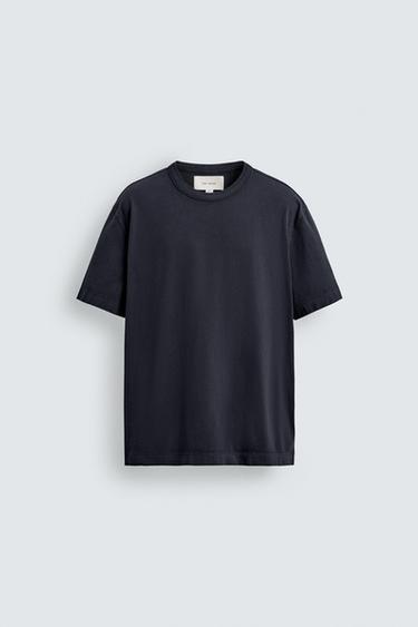 RELAXED FIT T-SHIRT WITH BINDING - Dark navy by Zara