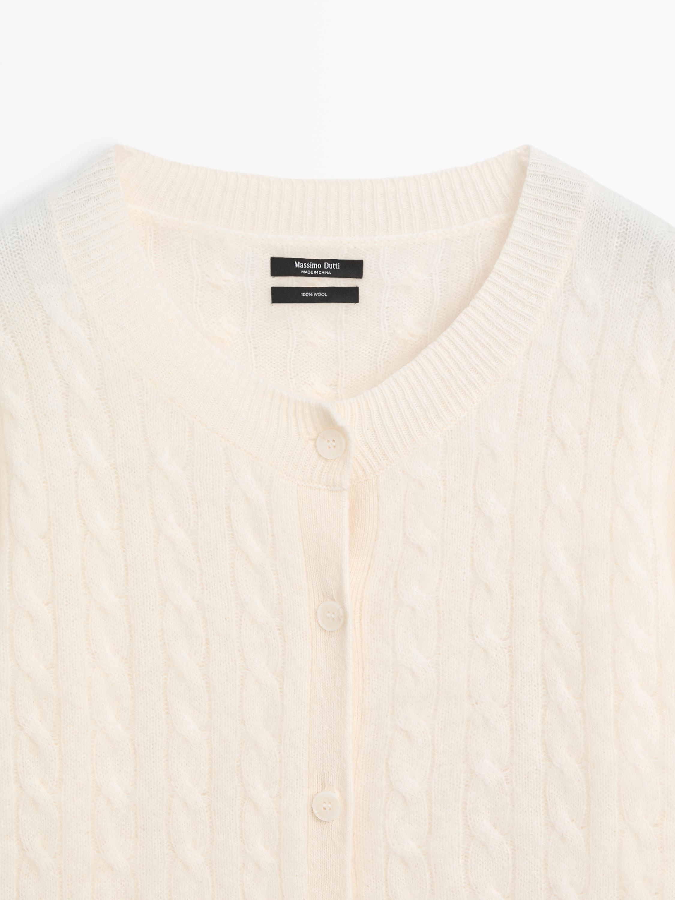 100% wool cable-knit cardigan