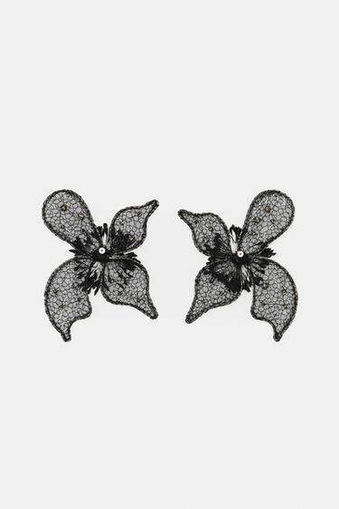 MAXI FLOWER EARRINGS - Black by Zara - Image 2