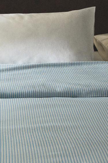 Zara FADED STRIPED SATEEN DUVET COVER (300 THREAD COUNT) - Blue