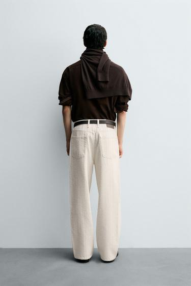 JEAN TEXTURÉ À RAYURES - Blanc cassé de Zara - Image 2