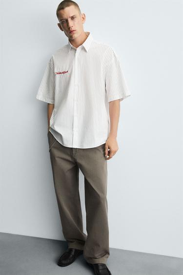 EMBROIDERED STRIPED SHIRT - striped by Zara - Image 4