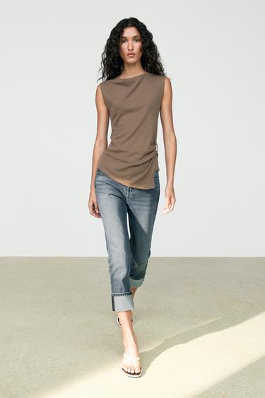 Zara 100% cotton knit top - Black gold - Image 0